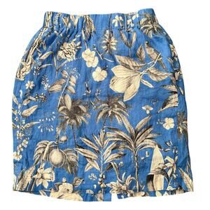 J. Crew Women's Blue Tropical / Floral Ratti Linen Skirt Size XS